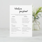 Minimalistisch, was auf Ihrem Handy-Brautparty ges Einladung (Stehend Vorderseite)