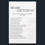 Minimalistisch, was der Bräutigam zu Brautparty sa Flyer<br><div class="desc">Genießen Sie Ihr Brautparty mit diesen einfachen und niedlichen Spielen. Karo unsere Kollektion für mehr Brautparty Spiele im selben Stil. Bitte beachten Sie,  dass diese Spiele nicht bearbeitet werden können.</div>