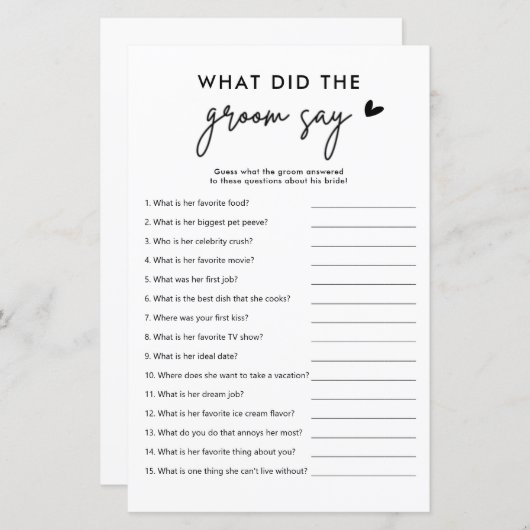 Minimalistisch, was der Groom zu Spielkarten gesag (Vorne/Hinten)