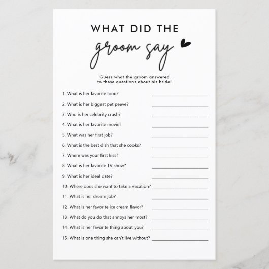 Minimalistisch, was der Groom zu Spielkarten gesag (Vorderseite)