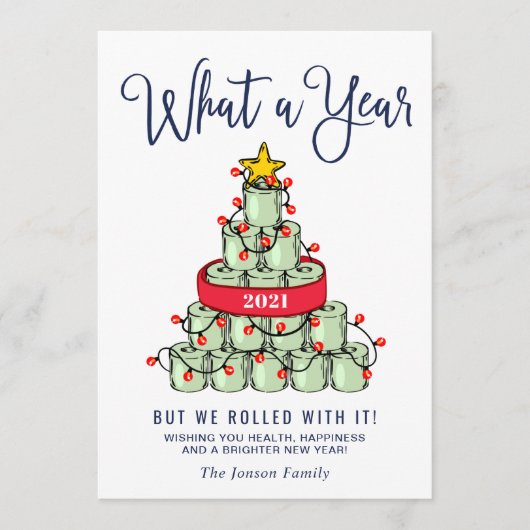 Minimalistisch Was für ein Jahr Weihnachten Gruß (Vorderseite)