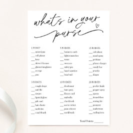 Minimalistisch, was in Ihrer Purse Bridal Game Car Einladung