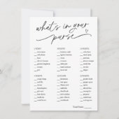 Minimalistisch, was in Ihrer Purse Bridal Game Car Einladung (Vorderseite)