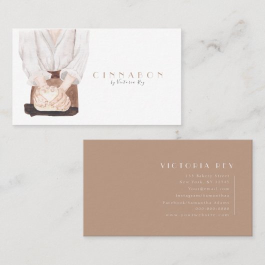 Minimalistisch | Wasserfarbe | Bäckerei | Caterer Visitenkarte (Vorne/Hinten)