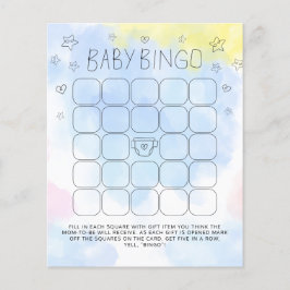 Minimalistisch Watercolor Blue Bingo Baby Showspie