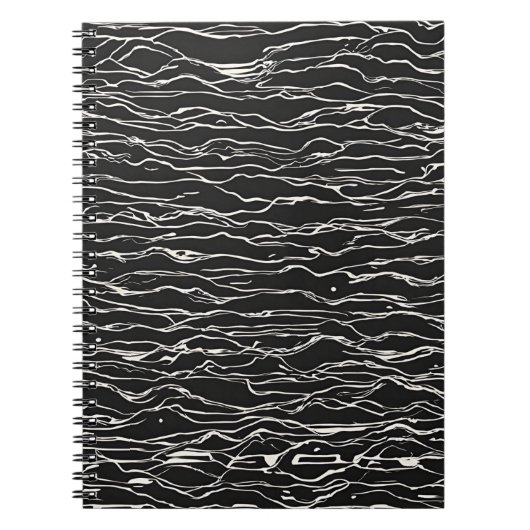 Minimalistisch Waves Notebook - Schwarzweiß-Elegan Notizblock (Vorderseite)