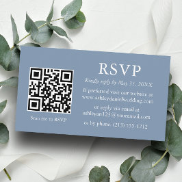 Minimalistisch Wedding Dusty Blue QR UAWG Begleitkarte