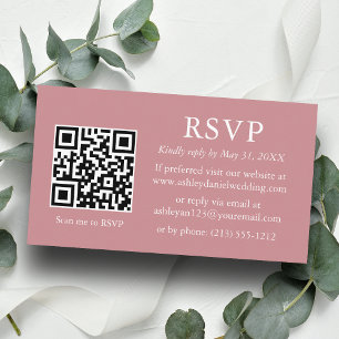 Minimalistisch Wedding Dusty Rose QR UAWG Begleitkarte