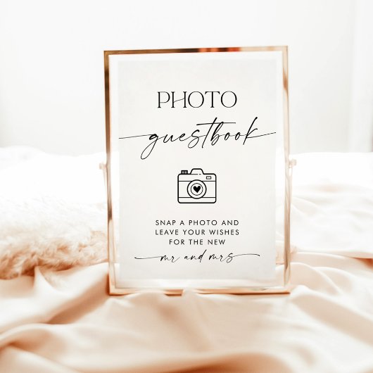 Minimalistisch Wedding Foto Gästebuch-Zeichen, Inv Einladung