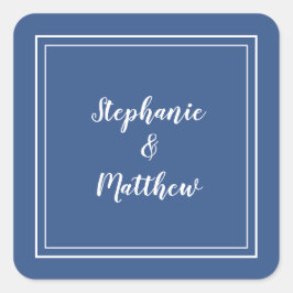 Minimalistisch Wedding Modern Blue Gefallen Vielen Quadratischer Aufkleber