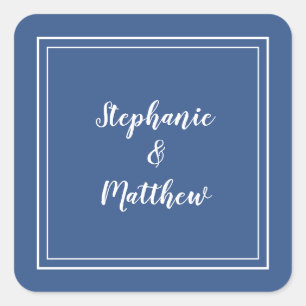 Minimalistisch Wedding Modern Blue Gefallen Vielen Quadratischer Aufkleber