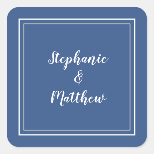 Minimalistisch Wedding Modern Blue Gefallen Vielen Quadratischer Aufkleber (Vorderseite)