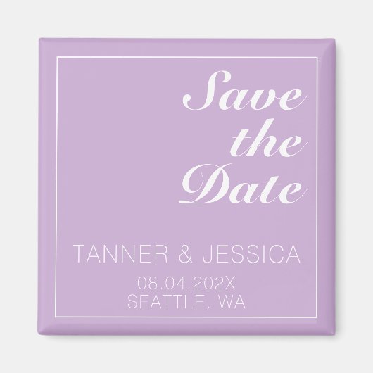 Minimalistisch weich Lila & weiß Save the Date Magnet (Vorne)