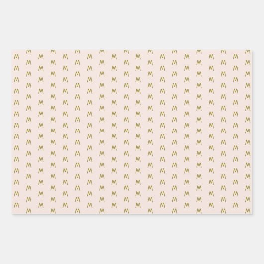 Minimalistisch weichrosa Monogramm Geschenkpapier Set (Vorderseite 2)