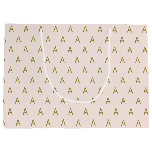 Minimalistisch weichrosa Monogramm Große Geschenktüte (Rückseite)