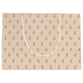 Minimalistisch weichrosa Monogramm Große Geschenktüte (Rückseite)