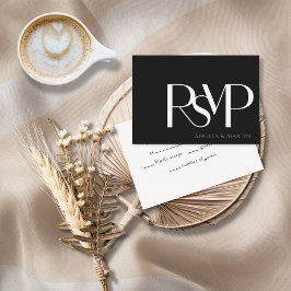 Minimalistisch weiß auf schwarzer RSVP-Karte RSVP Karte