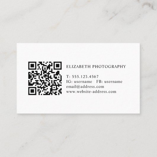 Minimalistisch-weiß Beruflich-2 Monogramm QR-Code Visitenkarte (Rückseite)