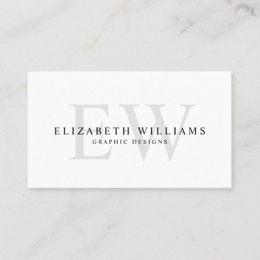 Minimalistisch-weiß Beruflich-2 Monogramm QR-Code Visitenkarte (Vorderseite)