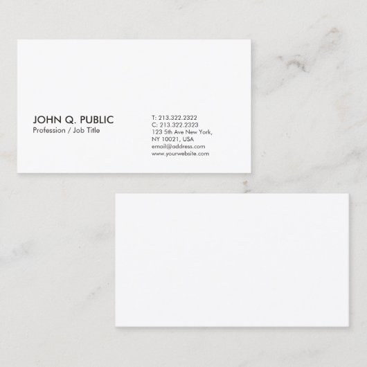 Minimalistisch weiß Beruflich kreativ Moderne Visitenkarte (Vorne/Hinten)