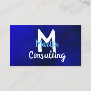 Minimalistisch-weiß-blaue Monogramm Visitenkarte