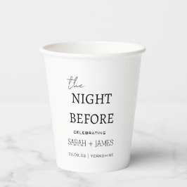 Minimalistisch weiß die Nacht vor der Hochzeit Pappbecher