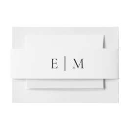Minimalistisch weiß mit schwarzer Monogramm-Hochze Einladungsbanderole