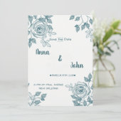 Minimalistisch Weiß und Aquamarine Blüten Save the Date (Stehend Vorderseite)