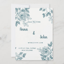 Minimalistisch Weiß und Aquamarine Blüten Save the Save The Date