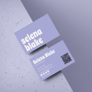Minimalistisch weiß und lila Moderner QR-Code Visitenkarte