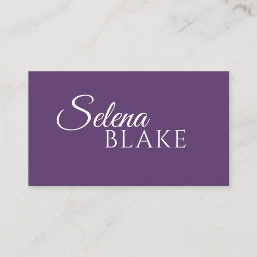 Minimalistisch weiß und Lila | Moderner QR-Code Visitenkarte (Vorderseite)