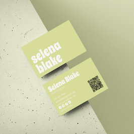 Minimalistisch weiß und Limon | Moderner QR-Code Visitenkarte