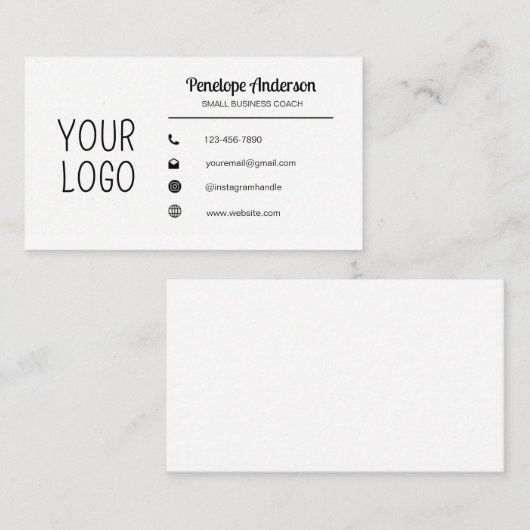 Minimalistisch Weiß und Schwarz Visitenkarte (Vorne/Hinten)