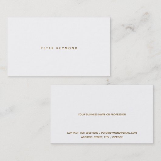 minimalistisch weiß visitenkarte (Vorne/Hinten)