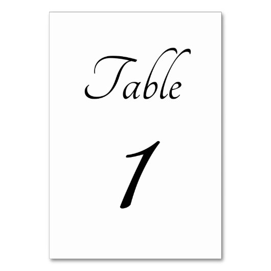 Minimalistisch: Weiße und kursive Tischnummer (Vorderseite)