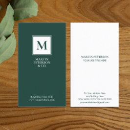 Minimalistisch | Weißer Rahmen auf dunkelgrün Visitenkarte