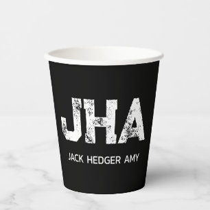 MINIMALISTISCH WEIßES DREIBUCHSTABIGES MONOGRAMM N PAPPBECHER