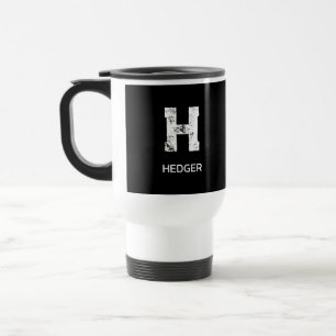 MINIMALISTISCH WEISSES EIN-BUCHSTABEN-MONOGRAMM NA REISEBECHER