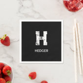 MINIMALISTISCH WEISSES EIN-BUCHSTABEN-MONOGRAMM NA SERVIETTE (Beispiel)