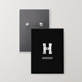 MINIMALISTISCH WEIßES EIN-BUCHSTABEN-MONOGRAMM NAM BUTTON (Vorderseite/Rückseite)