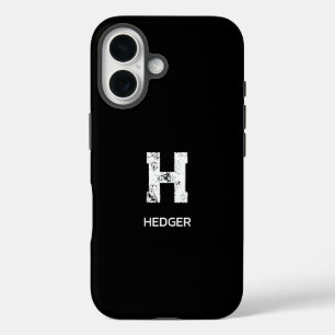 MINIMALISTISCH WEIßES EIN-BUCHSTABEN-MONOGRAMM NAM iPhone 16 HÜLLE