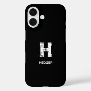 MINIMALISTISCH WEIßES EIN-BUCHSTABEN-MONOGRAMM NAM iPhone 16 HÜLLE
