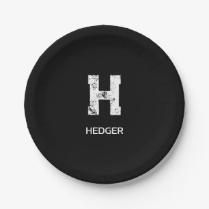 MINIMALISTISCH WEIßES EIN-BUCHSTABEN-MONOGRAMM NAM PAPPTELLER