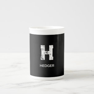 MINIMALISTISCH WEIßES EIN-BUCHSTABEN-MONOGRAMM NAM PORZELLANTASSE