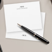 Minimalistisch-Weißes Einfaches Monogramm Mitteilungskarte