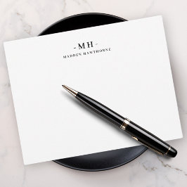 Minimalistisch-Weißes Einfaches Monogramm Mitteilungskarte