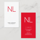 Minimalistisch weißes, helles Rotes Monogramm Visitenkarte (Vorne/Hinten)