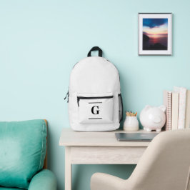 Minimalistisch-weißes Monogramm Bedruckter Rucksack
