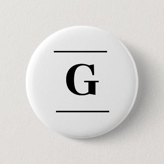 Minimalistisch-weißes Monogramm Button (Vorderseite)