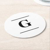 Minimalistisch-weißes Monogramm Runder Pappuntersetzer (Angewinkelt)